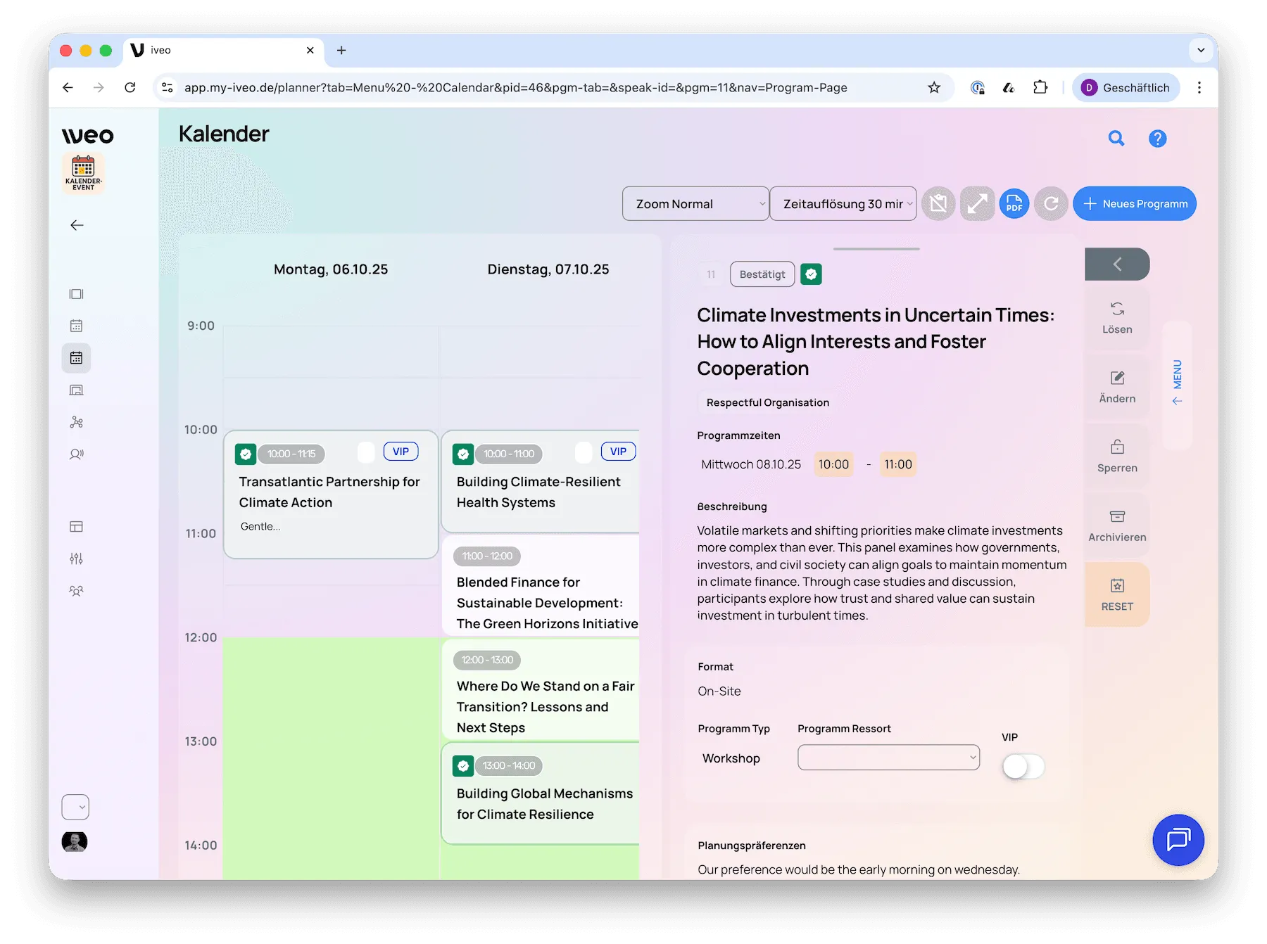 Accept, reject, or schedule programme submissions in the calendar