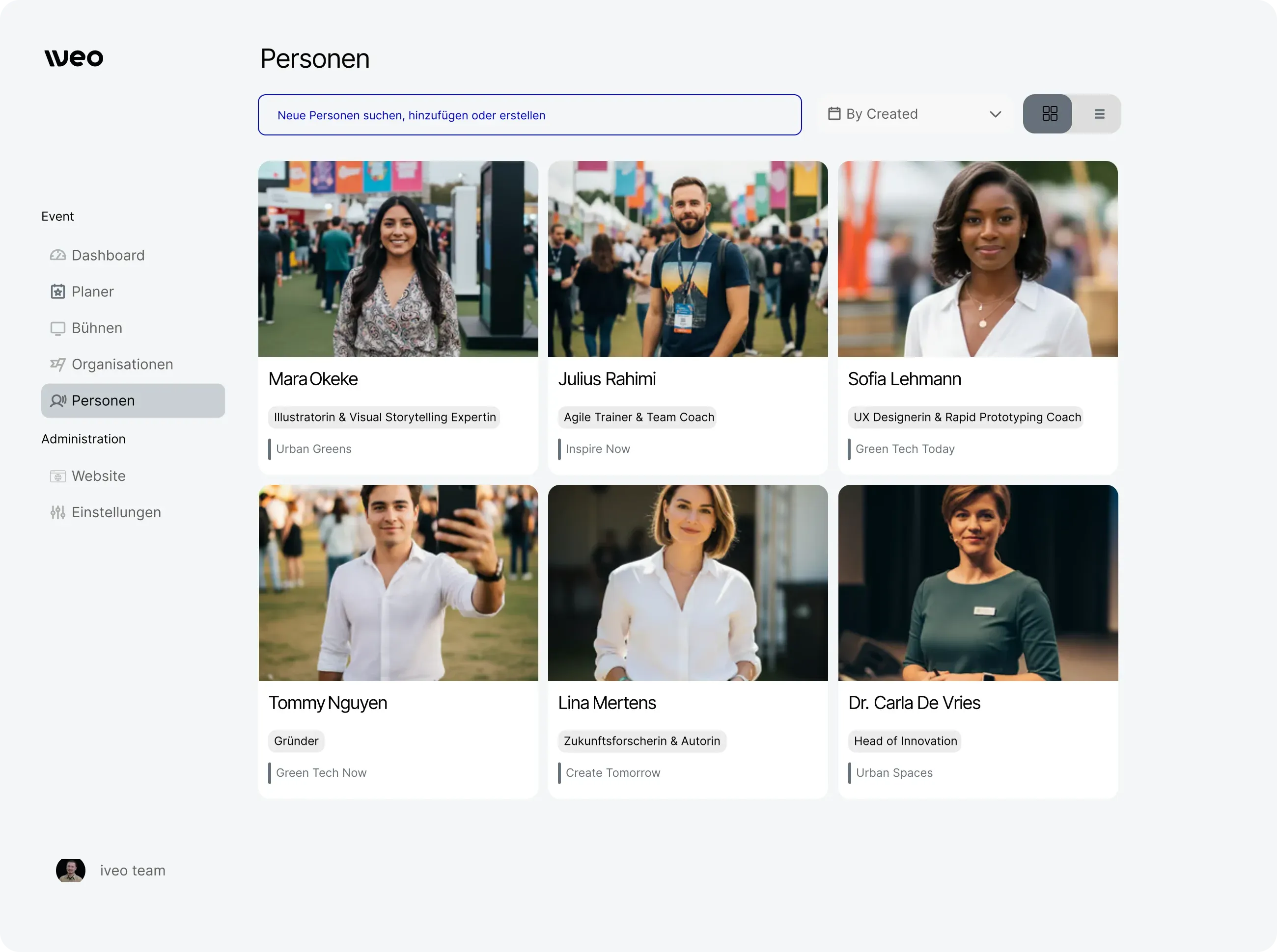 iveo Personenverwaltung mit Speaker-Profilen